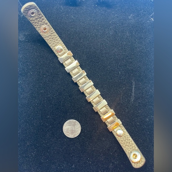 Kenzie Metallic Faux Leather Bracelet with Gold Accents - Picture 3 of 3